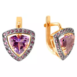 Серьги из красного золота с аметистами и шпинелем 8112-2