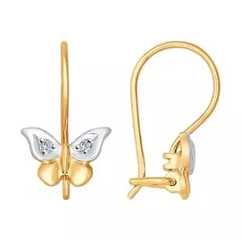 Серьги из красного золота с бриллиантами 1021035