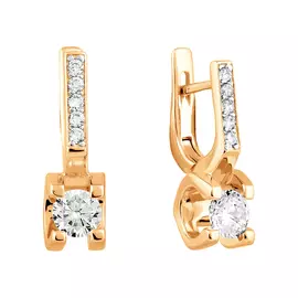 Серьги из красного золота с бриллиантами 21-9025-11-02