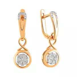 Серьги из красного золота с бриллиантами 21-9523-11-02