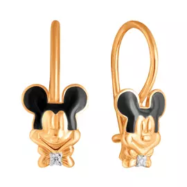 Серьги из красного золота с бриллиантами и эмалью 17-0007