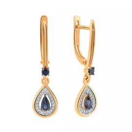 Серьги из красного золота с бриллиантами и сапфирами 21-9606-11-03