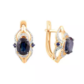 Серьги из красного золота с бриллиантами и сапфирами S2-033-11-03