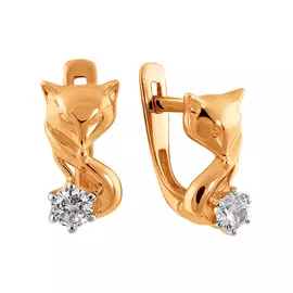 Серьги из красного золота с фианитами 001302-1102