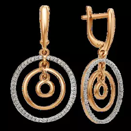 Серьги из красного золота с фианитами 004092-1102