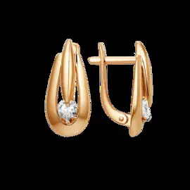 Серьги из красного золота с фианитами 011582-1102