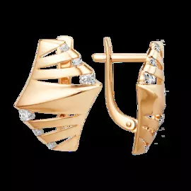 Серьги из красного золота с фианитами 012852-1102