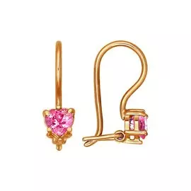 Серьги из красного золота с фианитами 020368