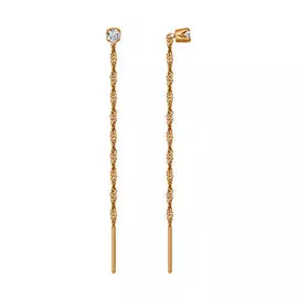 Серьги из красного золота с фианитами 020610