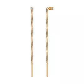 Серьги из красного золота с фианитами 020611