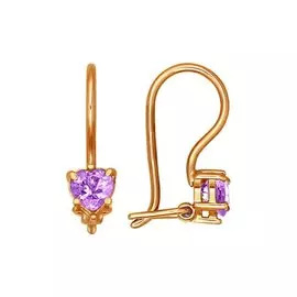 Серьги из красного золота с фианитами 021931