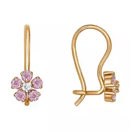 Серьги из красного золота с фианитами 022683