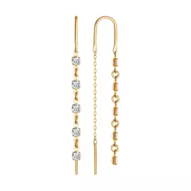 Серьги из красного золота с фианитами 022813