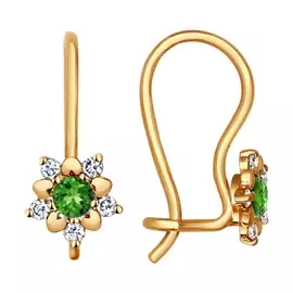 Серьги из красного золота с фианитами 024790