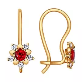 Серьги из красного золота с фианитами 024791