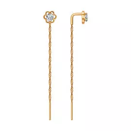 Серьги из красного золота с фианитами 025969