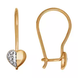 Серьги из красного золота с фианитами 026312