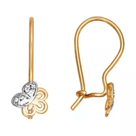 Серьги из красного золота с фианитами 026314