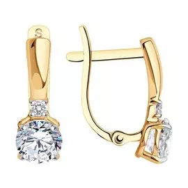 Серьги из красного золота с фианитами 026826