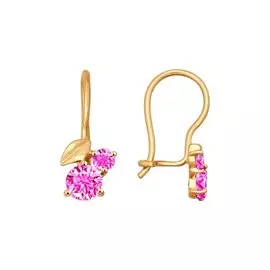 Серьги из красного золота с фианитами 026837