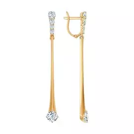 Серьги из красного золота с фианитами 026962