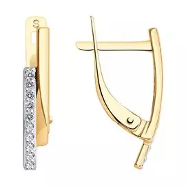 Серьги из красного золота с фианитами 027156