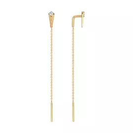 Серьги из красного золота с фианитами 027182