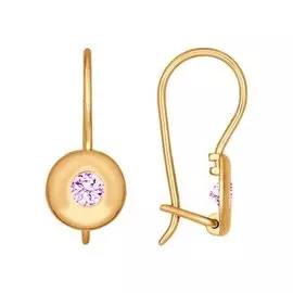 Серьги из красного золота с фианитами 027224