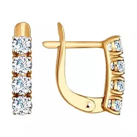 Серьги из красного золота с фианитами 027449