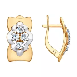 Серьги из красного золота с фианитами 027890