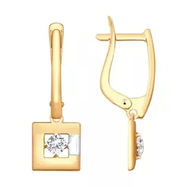 Серьги из красного золота с фианитами 027962