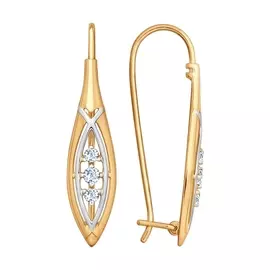 Серьги из красного золота с фианитами 028012