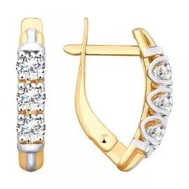 Серьги из красного золота с фианитами 028040