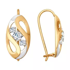 Серьги из красного золота с фианитами 028070