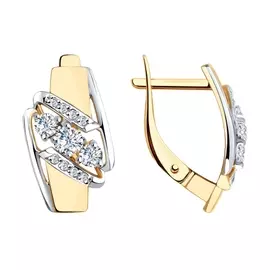 Серьги из красного золота с фианитами 028176