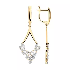 Серьги из красного золота с фианитами 028226