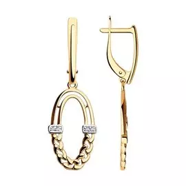 Серьги из красного золота с фианитами 028320