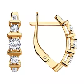 Серьги из красного золота с фианитами 028403