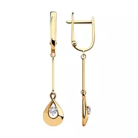 Серьги из красного золота с фианитами 028417