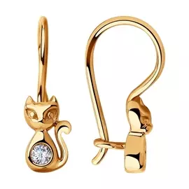 Серьги из красного золота с фианитами 028430