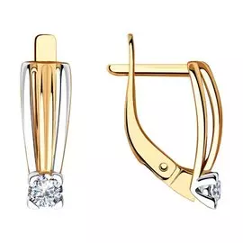 Серьги из красного золота с фианитами 028444