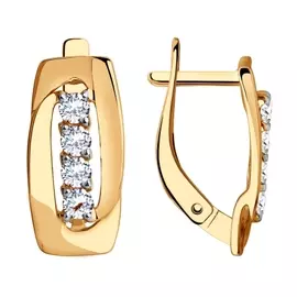 Серьги из красного золота с фианитами 028489