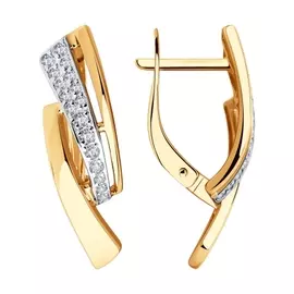 Серьги из красного золота с фианитами 028514