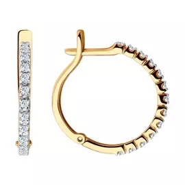 Серьги из красного золота с фианитами 028521