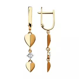 Серьги из красного золота с фианитами 028559