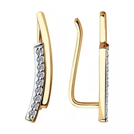 Серьги из красного золота с фианитами 028578