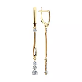 Серьги из красного золота с фианитами 028609