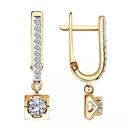 Серьги из красного золота с фианитами 028669