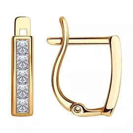 Серьги из красного золота с фианитами 028743