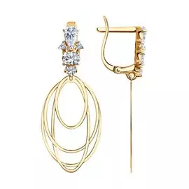 Серьги из красного золота с фианитами 028761